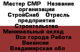 Мастер СМР › Название организации ­ СтройСнаб › Отрасль предприятия ­ Строительство › Минимальный оклад ­ 25 000 - Все города Работа » Вакансии   . Владимирская обл.,Владимир г.